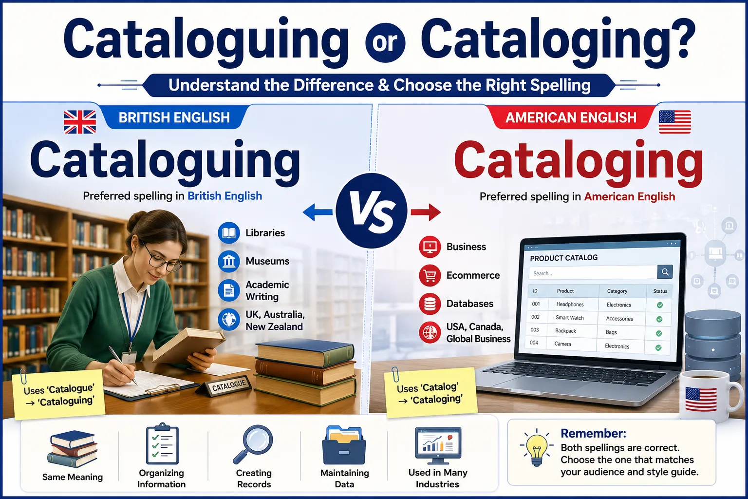 cataloguing or cataloging